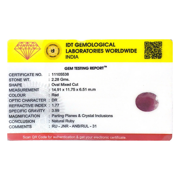 Indian Ruby - 11.4 Carat