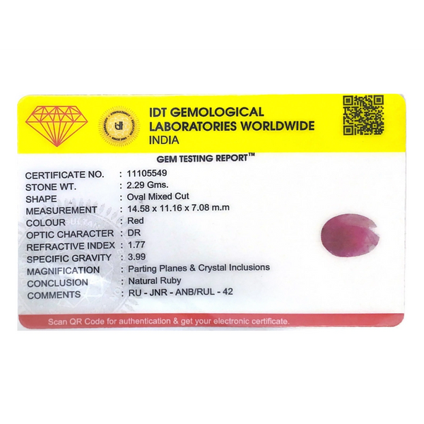 Indian Ruby - 11.45 Carat