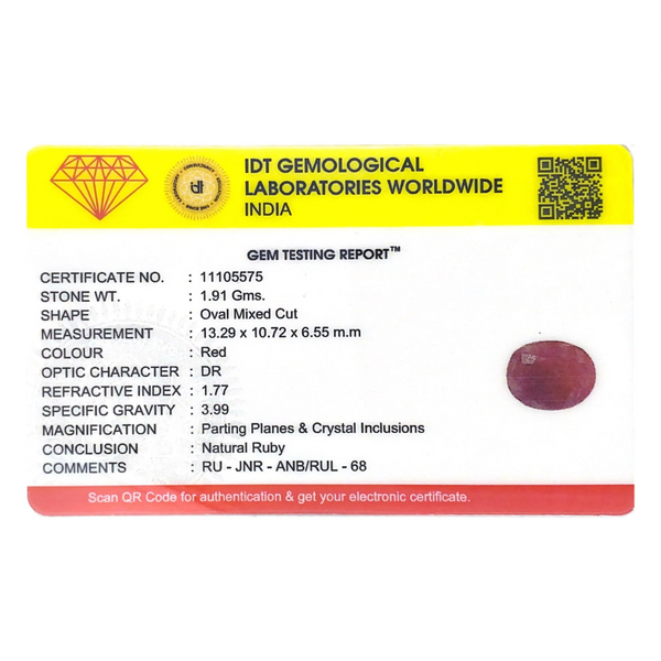Indian Ruby - 9.55 Carat