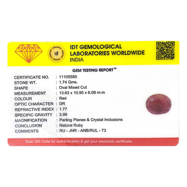 Indian Ruby - 8.7 Carat
