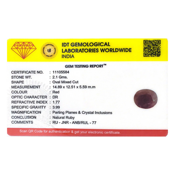 Indian Ruby - 10.5 Carat
