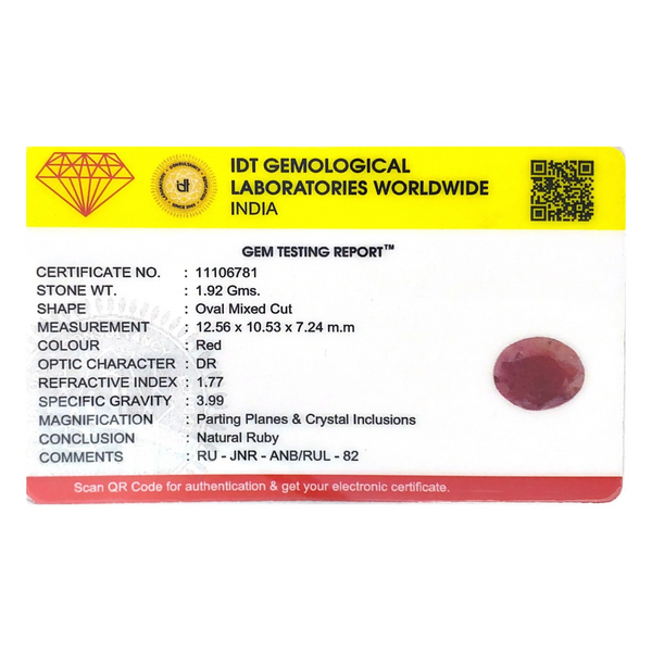 Indian Ruby - 9.6 Carat
