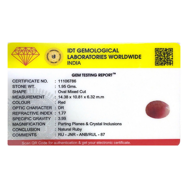 Indian Ruby - 9.75 Carat