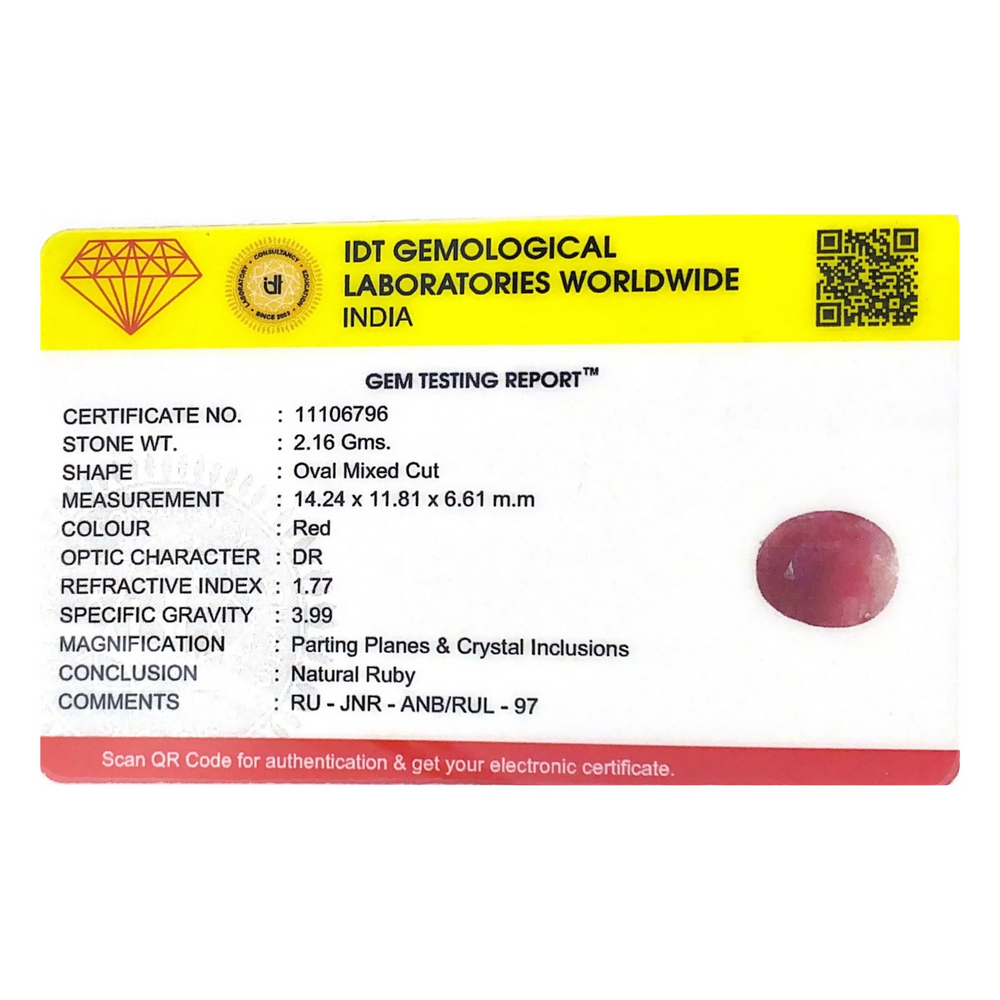Indian Ruby - 10.8 Carat