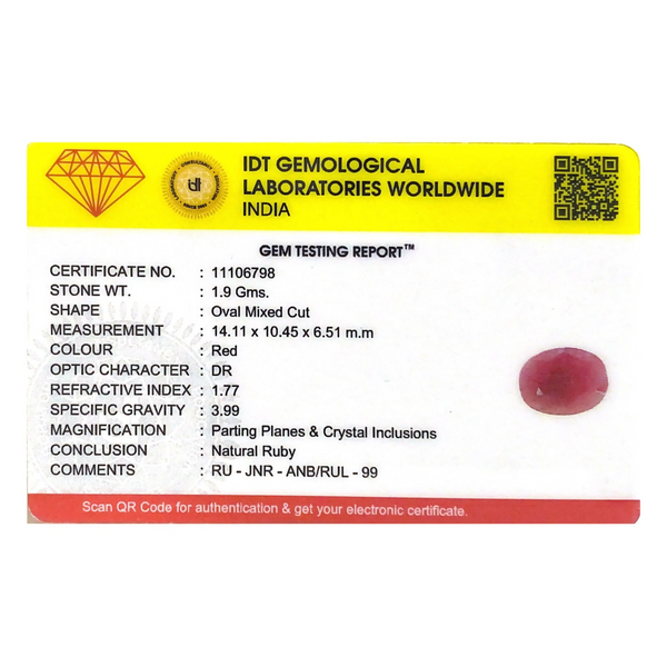 Indian Ruby - 9.5 Carat