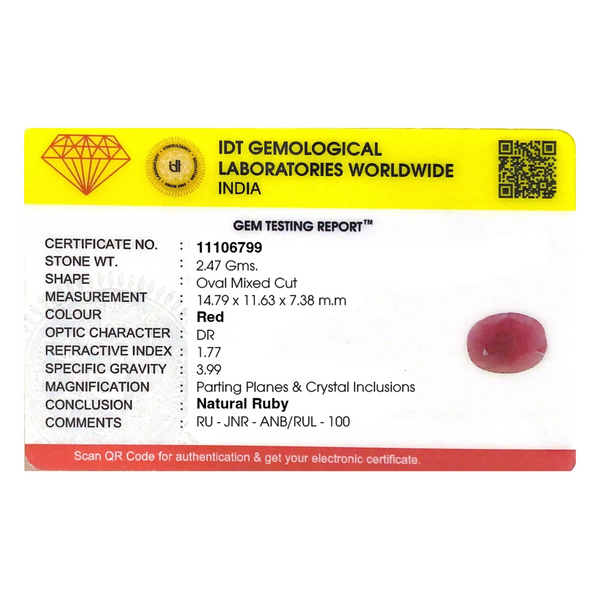 Indian Ruby - 12.35 Carat