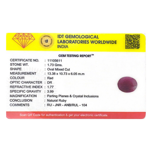 Indian Ruby - 8.65 Carat