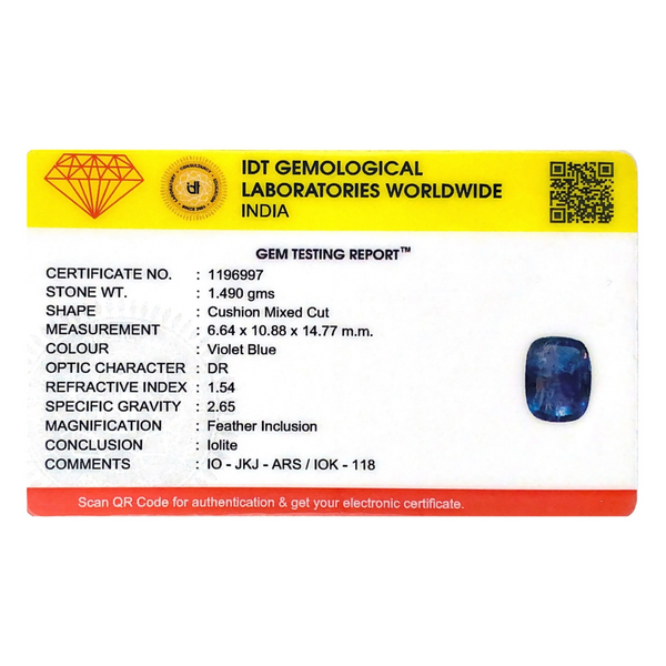 Iolite (Neeli)- 7.45 Carat