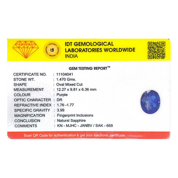 Purple Sapphire (Khooni) - 7.35 Carat