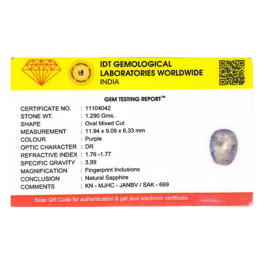 Purple Sapphire (Khooni) - 6.45 Carat