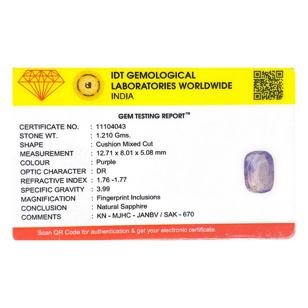 Purple Sapphire (Khooni) - 6.05 Carat