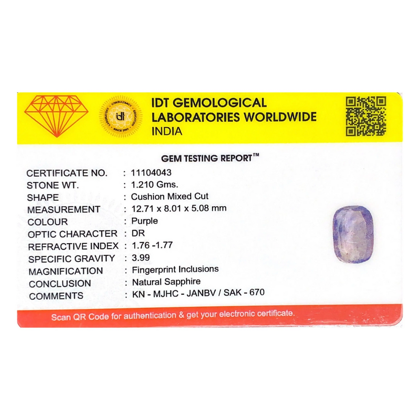 Purple Sapphire (Khooni) - 6.05 Carat