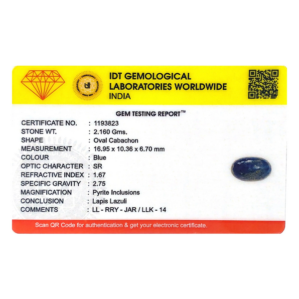 Lapis Lazuli - 10.8 Carat