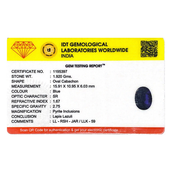 Lapis Lazuli - 9.6 Carat