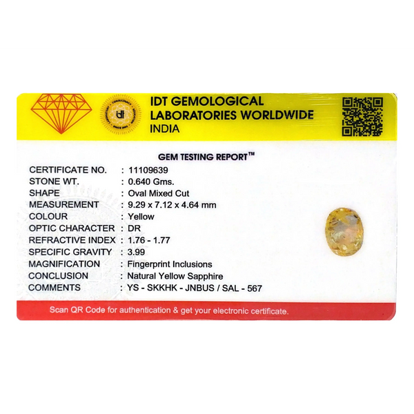 Yellow Sapphire - 3.2 Carat