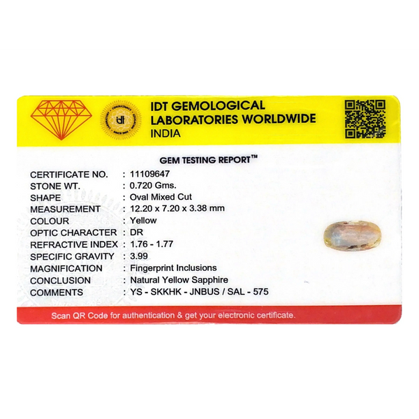 Yellow Sapphire - 3.6 Carat