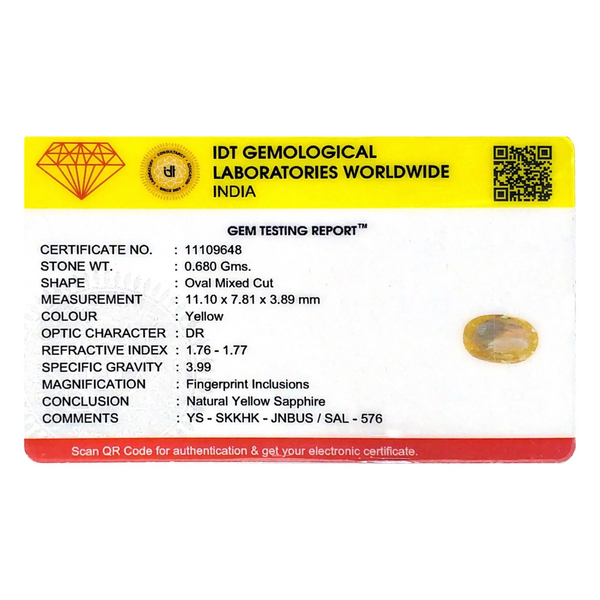 Yellow Sapphire - 3.4 Carat