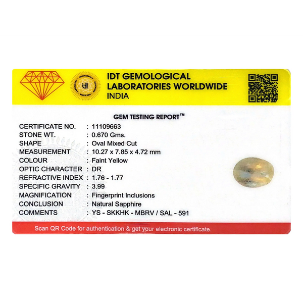 Yellow Sapphire - 3.35 Carat