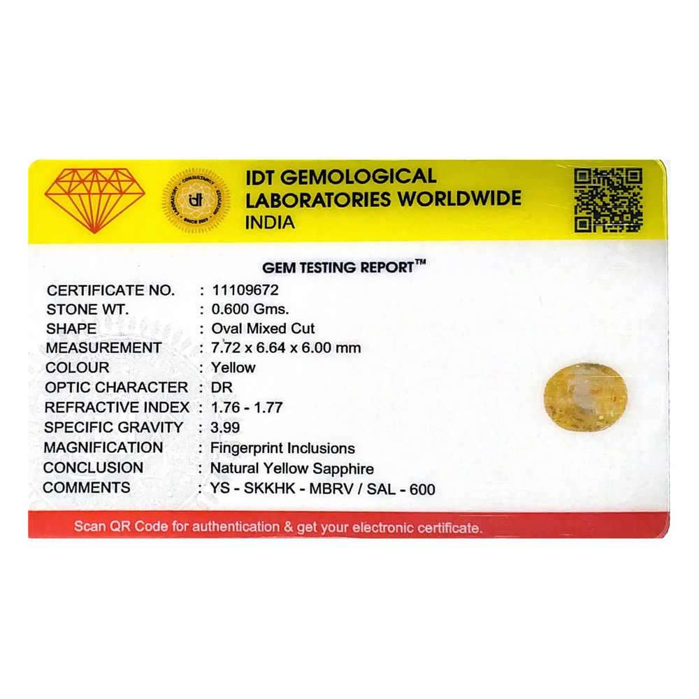 Yellow Sapphire - 3 Carat