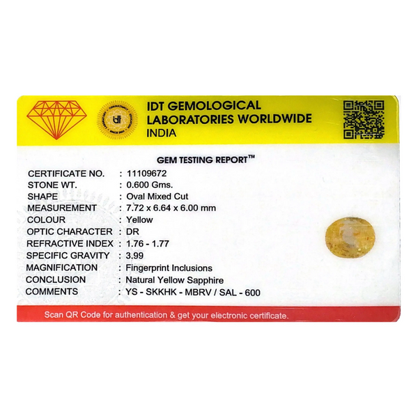 Yellow Sapphire - 3 Carat