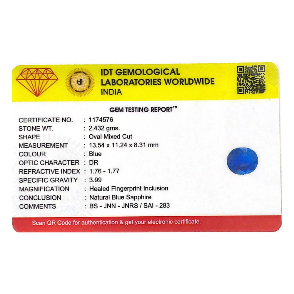 Blue Sapphire - 12.16 Carat - Pramogh