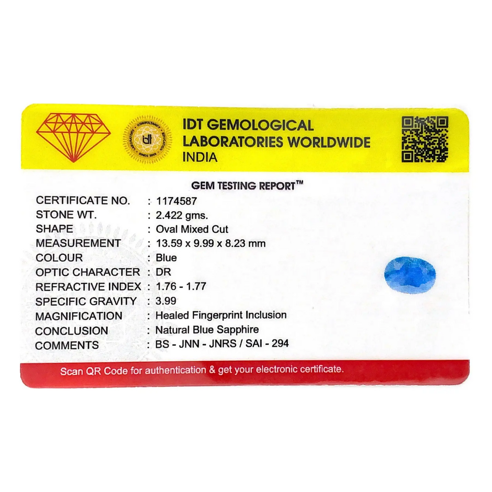 Blue Sapphire - 12.11 Carat - Pramogh