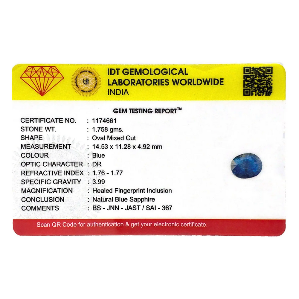 Blue Sapphire - 8.79 Carat - Pramogh