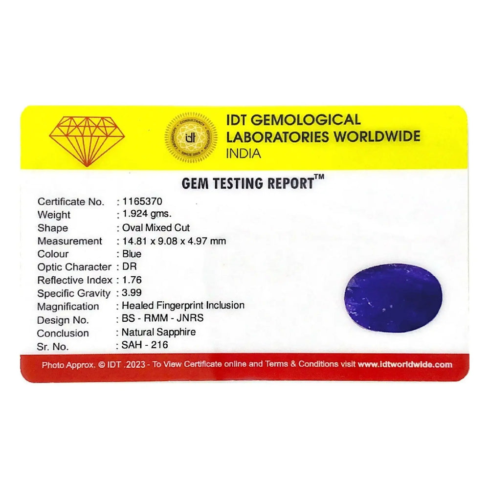 Blue Sapphire - 9.62 Carat - Pramogh