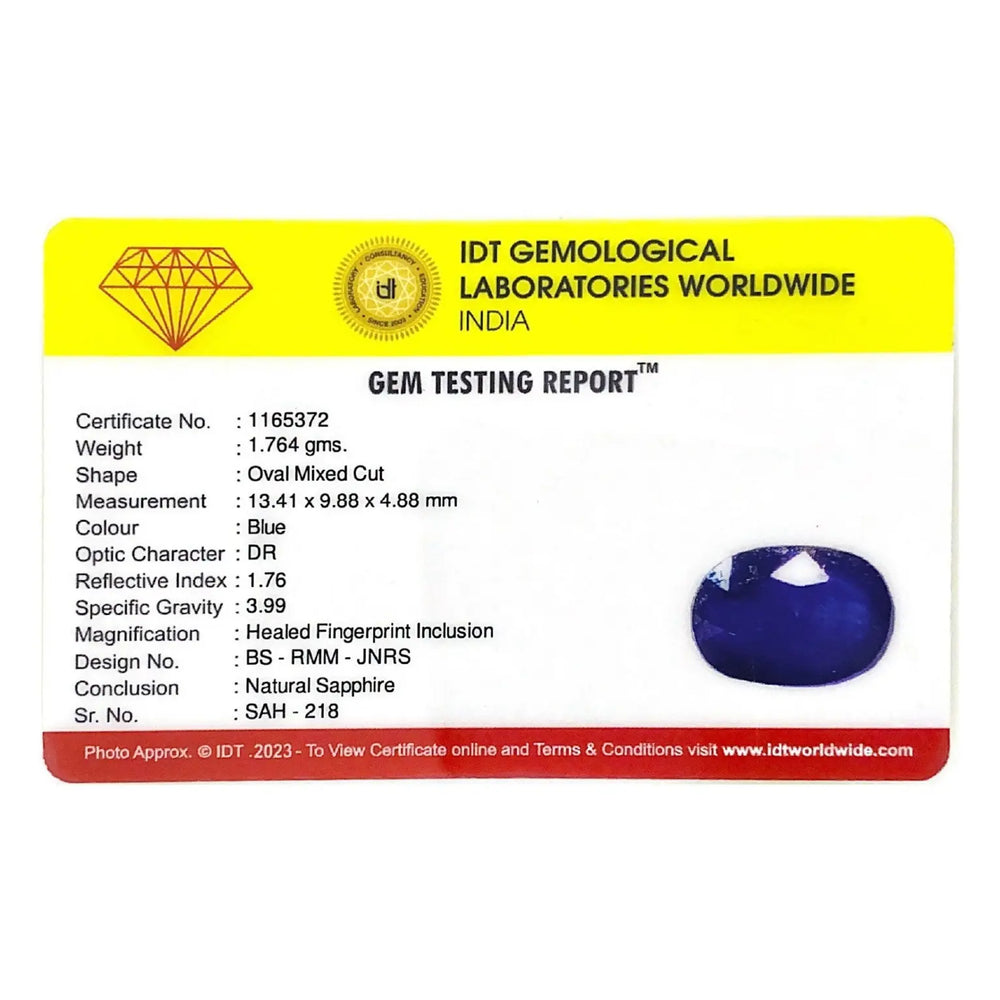 Blue Sapphire - 8.82 Carat - Pramogh