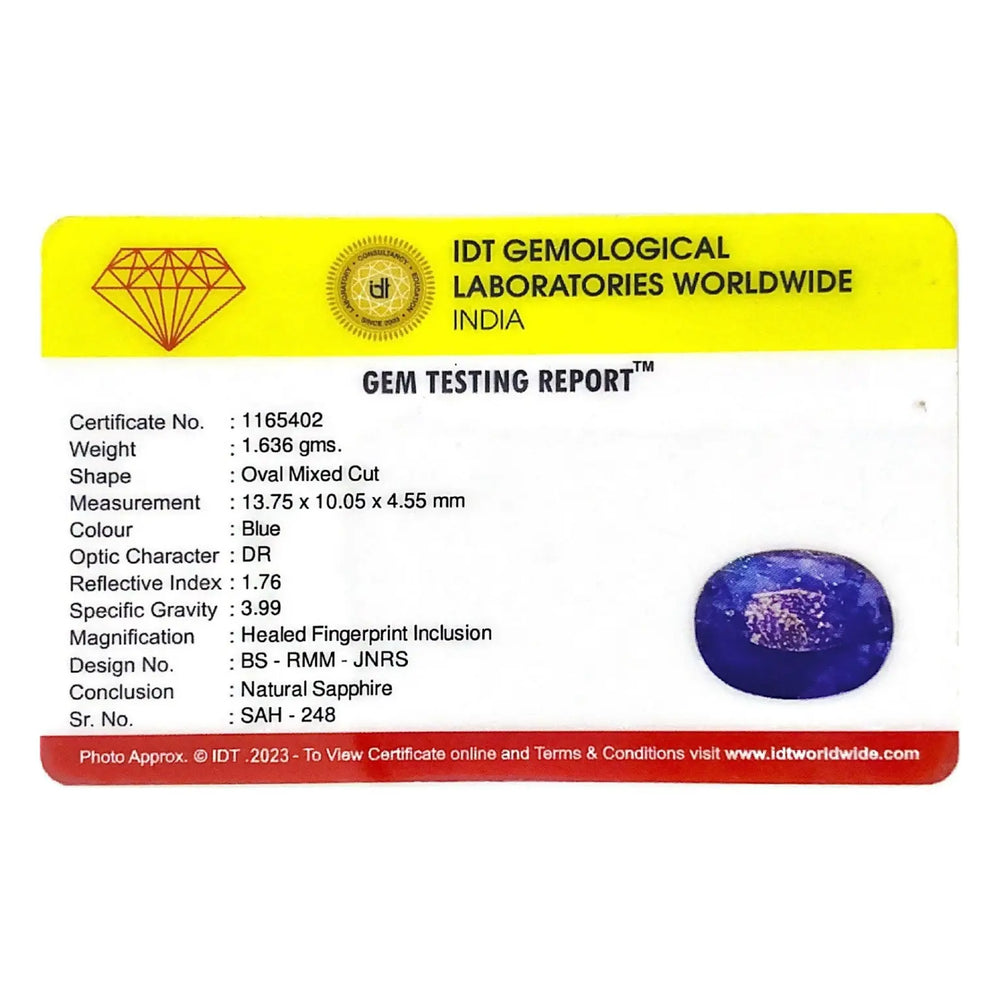 Blue Sapphire - 8.18 Carat - Pramogh