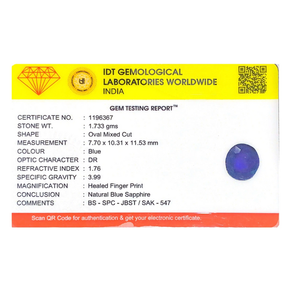 Blue Sapphire - 8.67 Carat