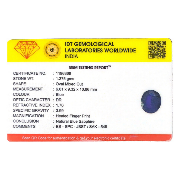 Blue Sapphire - 6.88 Carat