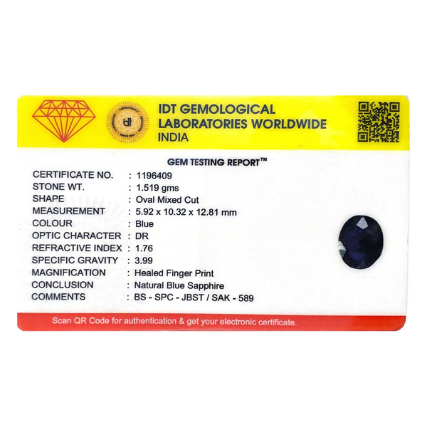 Blue Sapphire - 7.6 Carat