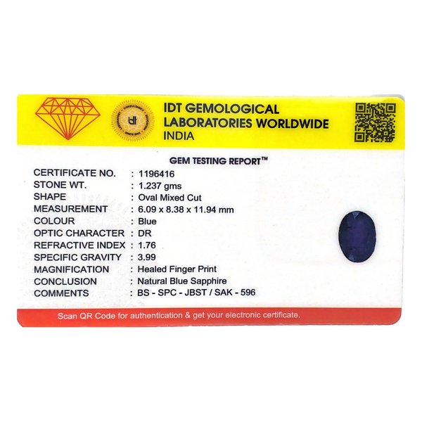 Blue Sapphire - 6.19 Carat