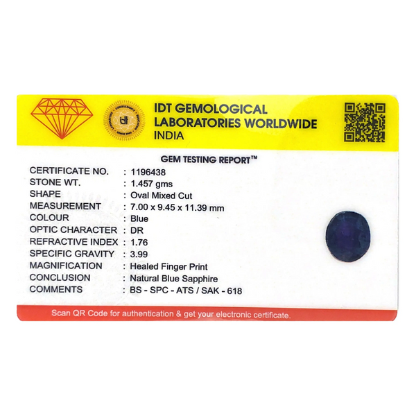 Blue Sapphire - 7.29 Carat