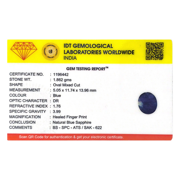 Blue Sapphire - 9.31 Carat