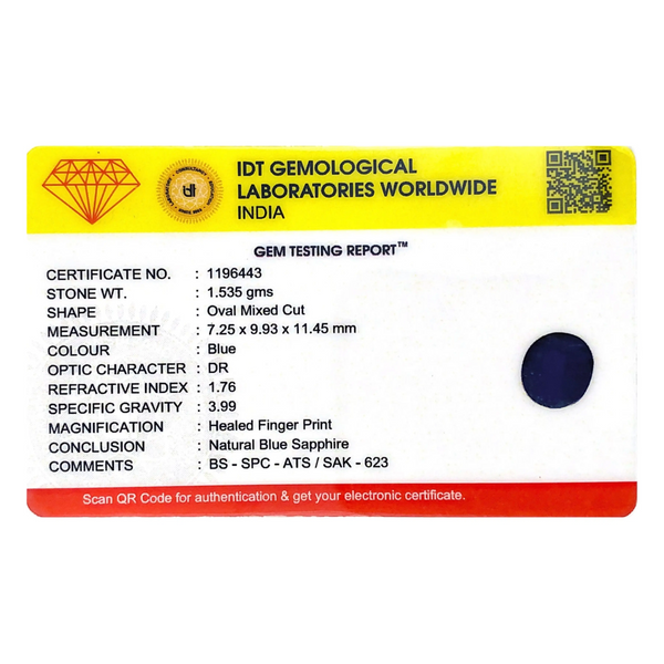 Blue Sapphire - 7.68 Carat