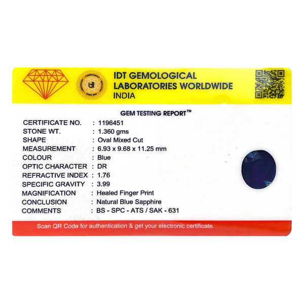 Blue Sapphire - 6.8 Carat
