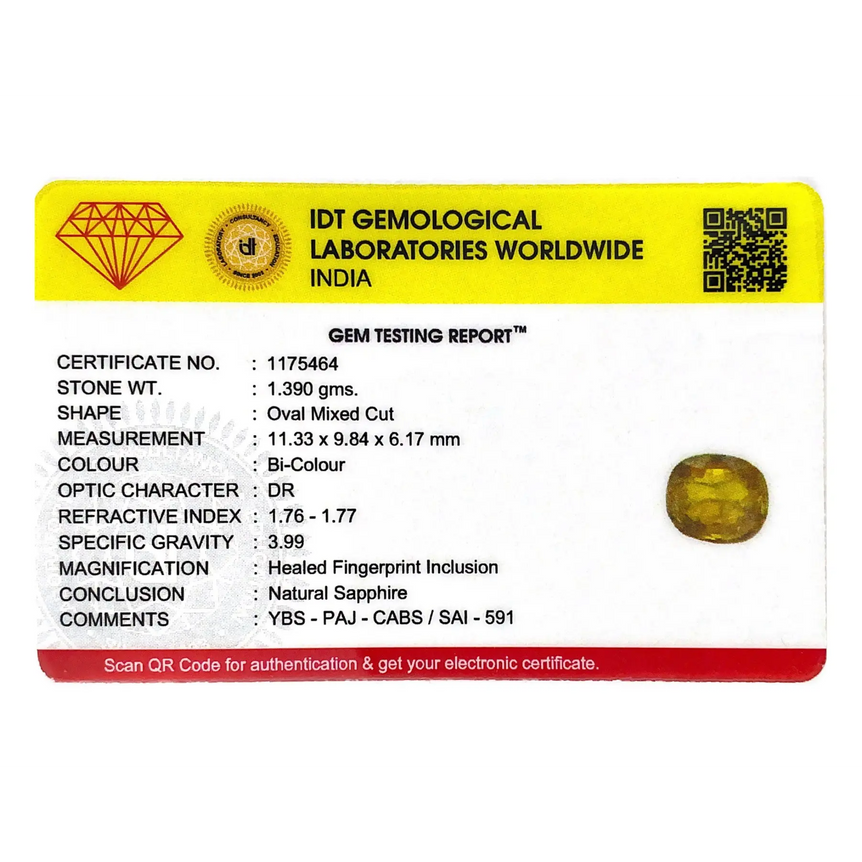 Bi-Color Sapphire (Pitambari) - 6.95 Carat - Pramogh