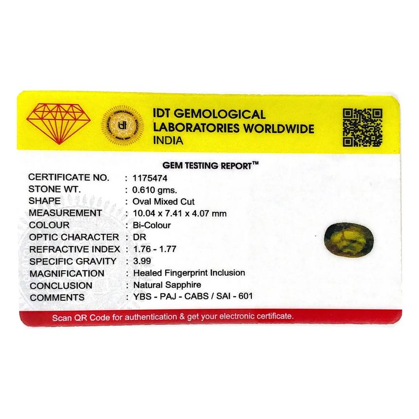 Bi-Color Sapphire (Pitambari) - 3.05 Carat - Pramogh
