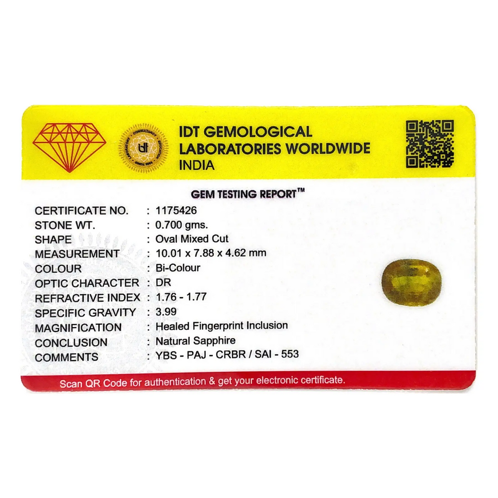 Bi-Color Sapphire (Pitambari) - 3.5 Carat - Pramogh