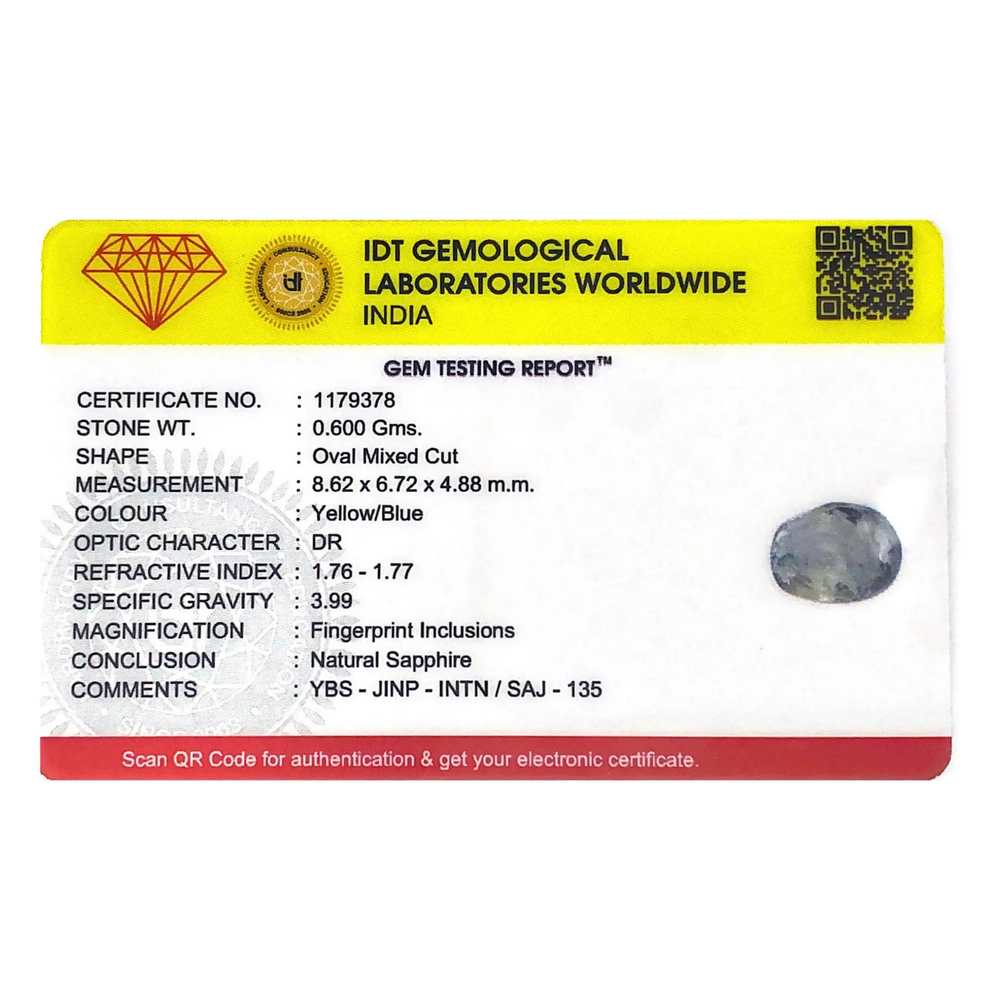 Bi-Color Sapphire (Pitambari) - 3 Carat - Pramogh