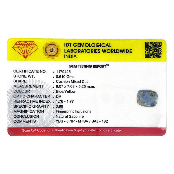 Bi-Color Sapphire (Pitambari) - 3.05 Carat - Pramogh