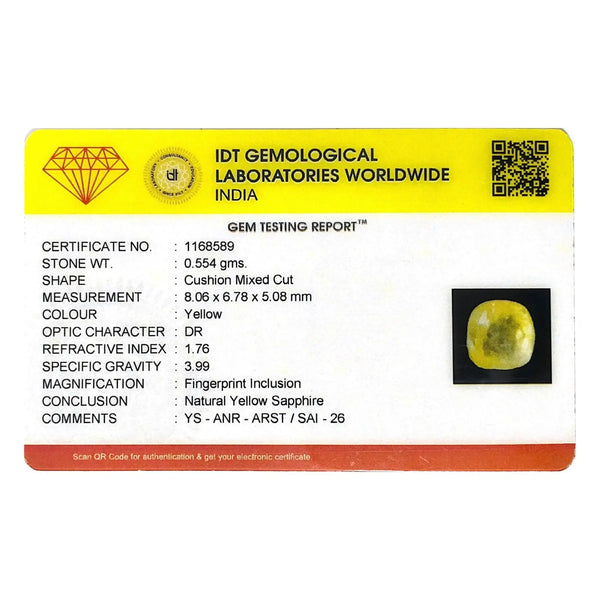 Yellow Sapphire - 2.77 Carat - Pramogh