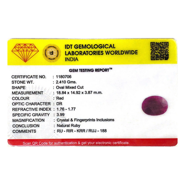 African Ruby - 12.05 Carat - Pramogh