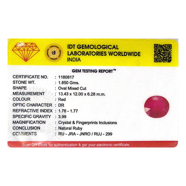 Ruby - 9.25 Carat - Pramogh