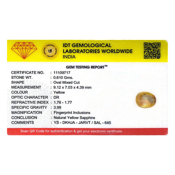 Yellow Sapphire - 3.05 Carat