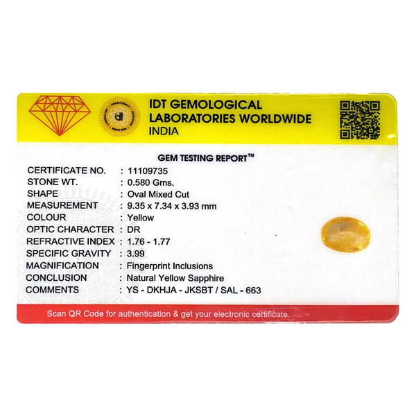 Yellow Sapphire - 2.9 Carat