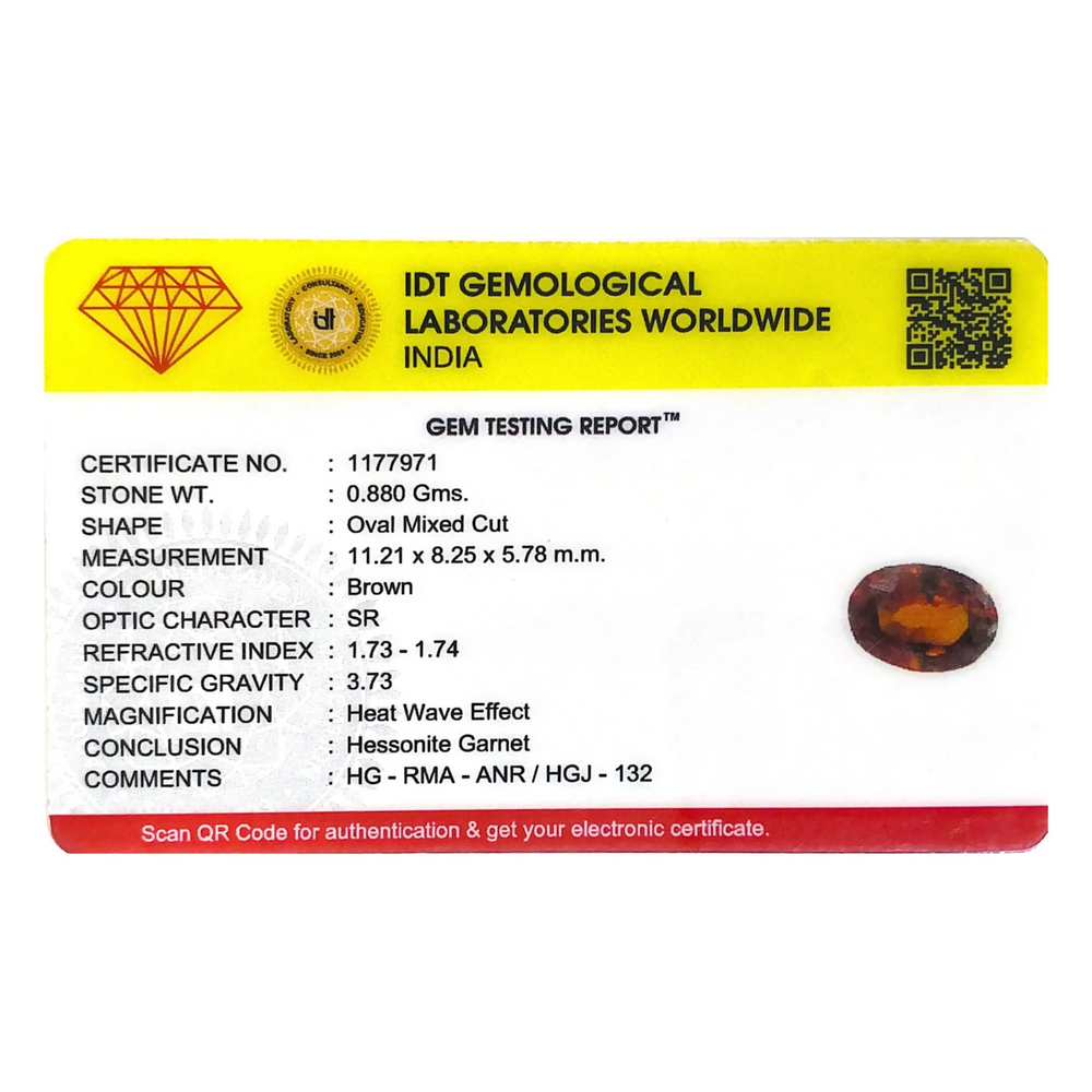 Hessonite (Gomed) - 4.4 Carat - Pramogh