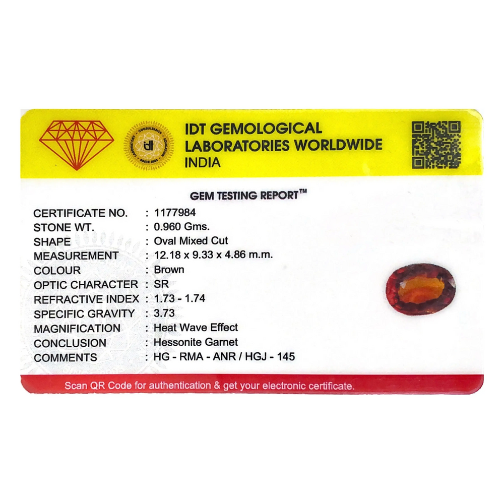 Hessonite (Gomed) - 4.8 Carat - Pramogh